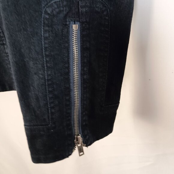 Chico’s Platinum Black Stretch Denim Moto Jacket Size 1 Full Zip Excellent - Picture 4 of 6